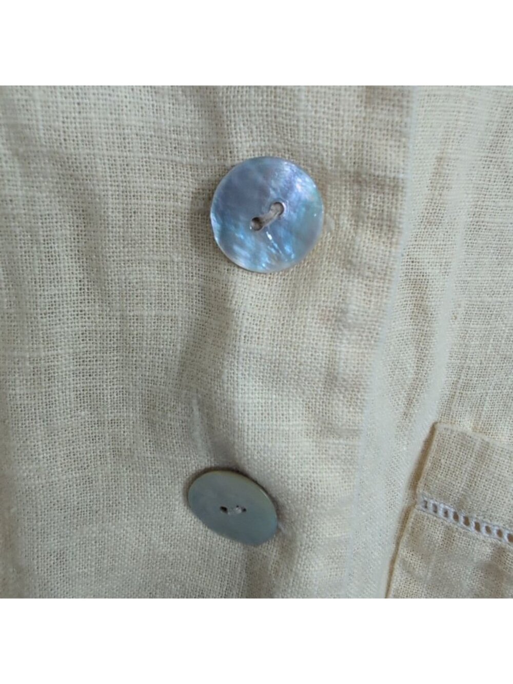 Vintage 100% Linen Midi Shirt Dress Womens Size Medium Yellow Minimalist Cottage - Picture 6 of 14